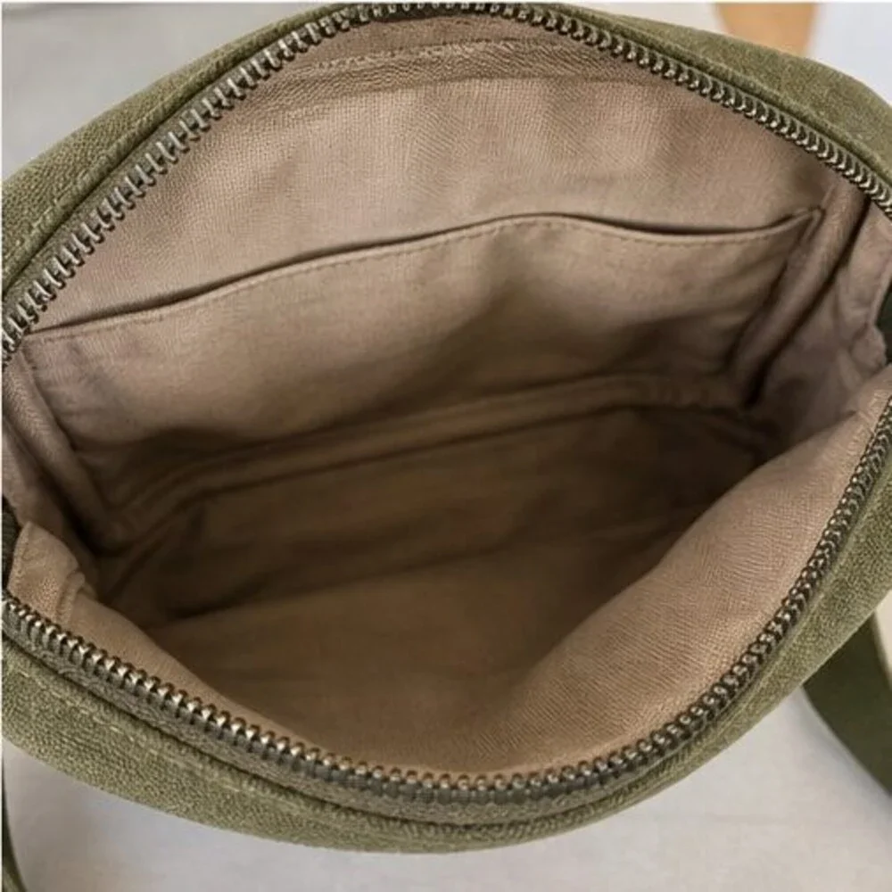 Olive Canvas Crossbody Bag